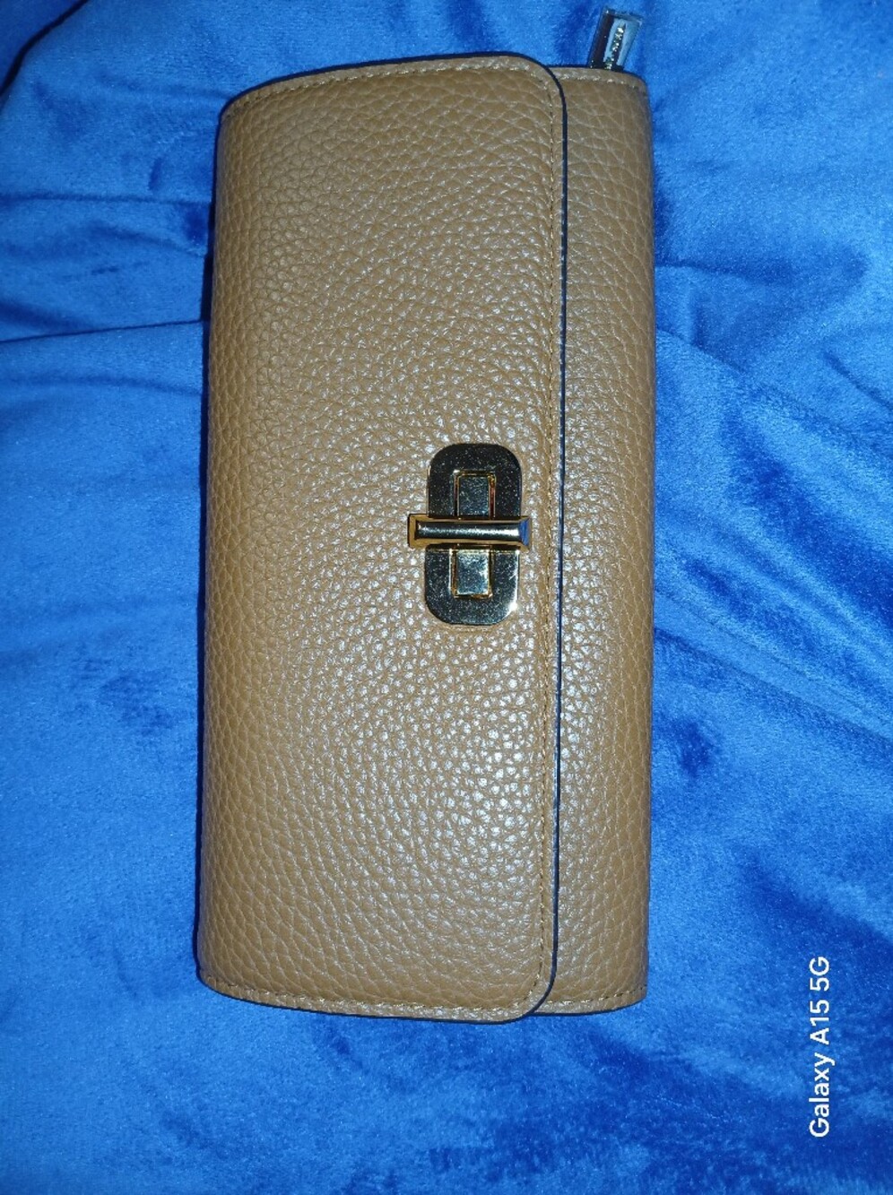 Michael Kors Tan Pebbled Leather Clutch with Gold Turn-Lock